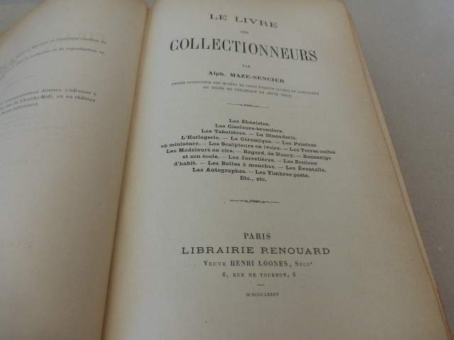 Le livre des collectionneurs. by Maze-Sencier, Alphonse:: Gr.8 ...