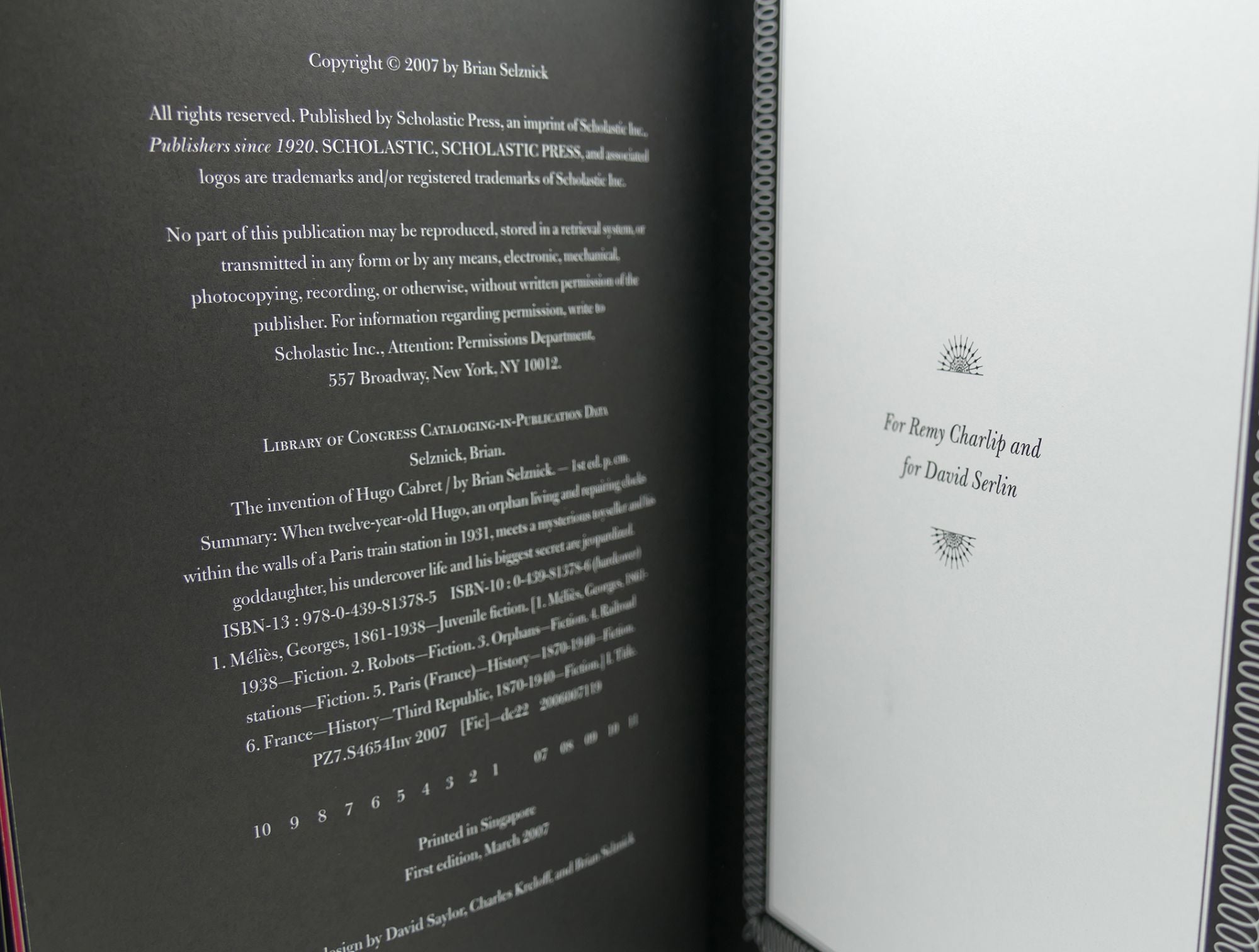 THE INVENTION OF HUGO CABRET Signed 1st by Brian Selznick Hardcover