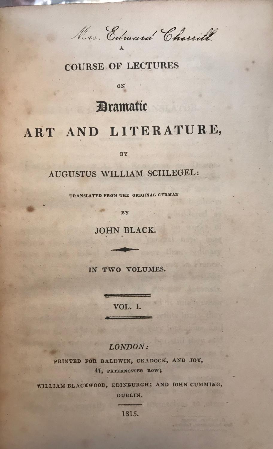 A Course of Lectures on Dramatic Art and Literature (Volume 1) by ...