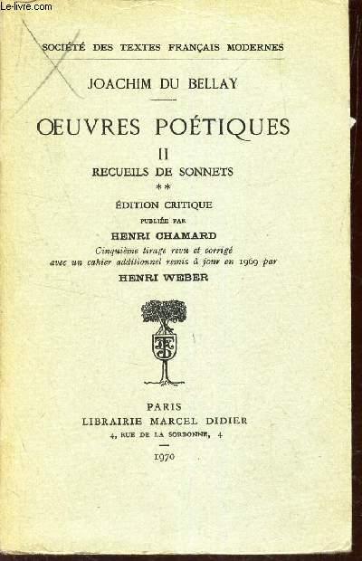 OEUVRES POETIQUES - II :RECUEILS DE SONNETS - EDITION CRITIQUE. by ...