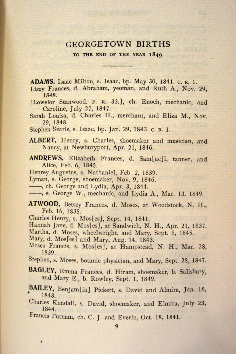 VITAL RECORDS OF MASSACHUSETTS (1928) To the End of the