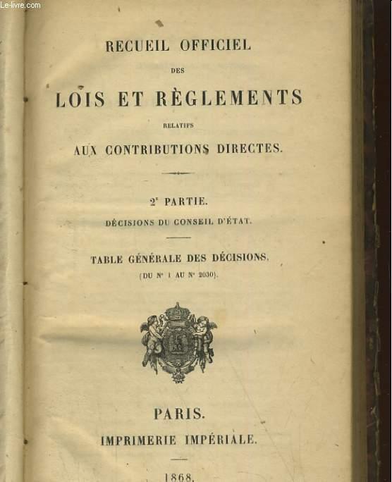RECUEIL OFFICIEL DES LOIS ET REGLEMENTS RELATIFS AUX CONTRIBUTIONS ...