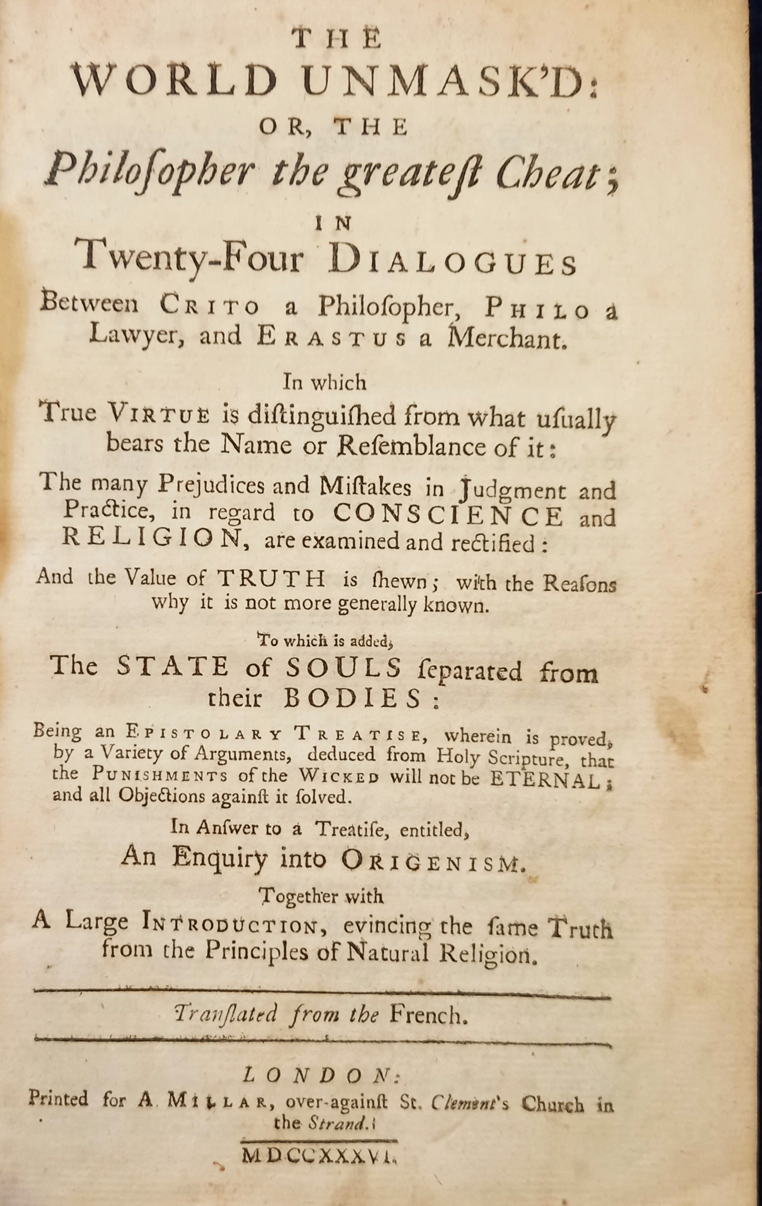 Merchant Philosopher The World Unmask'd: or, the Philosopher the greatest Cheat; in Twenty ...