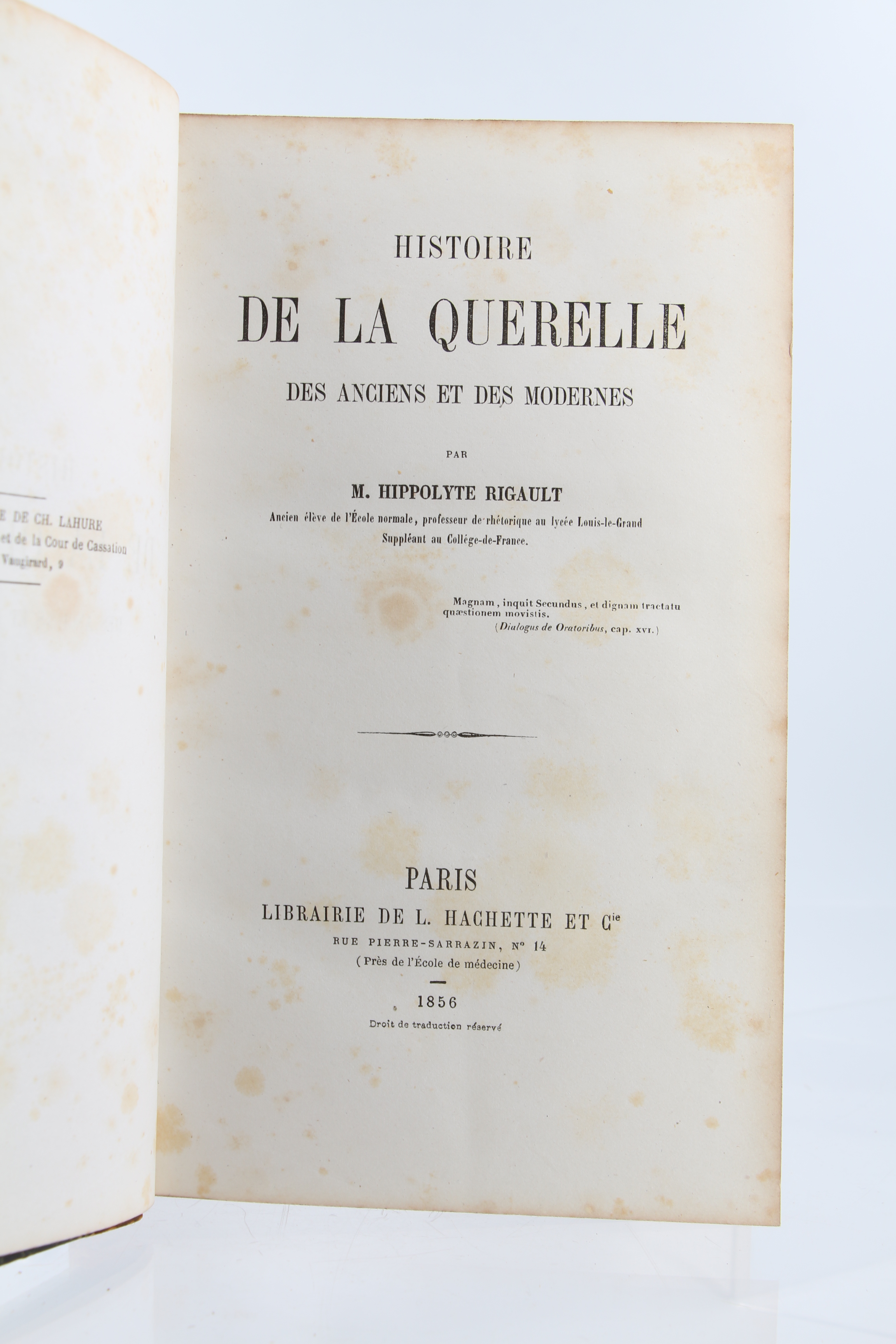 Histoire de la querelle des anciens et des modernes by RIGAULT