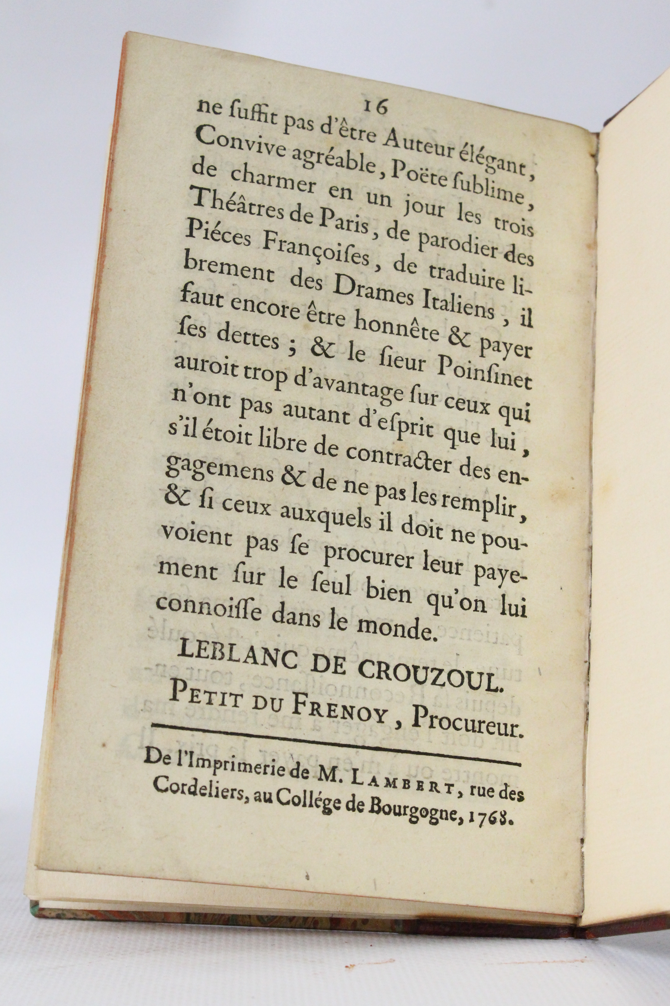 Précis pour la demoiselle Leblanc de Crouzoul contre le sieur Poinsinet le jeune, défendeur (ex. de Jules CLARETIE) - Antoine-Alexandre-Henri POINSIN