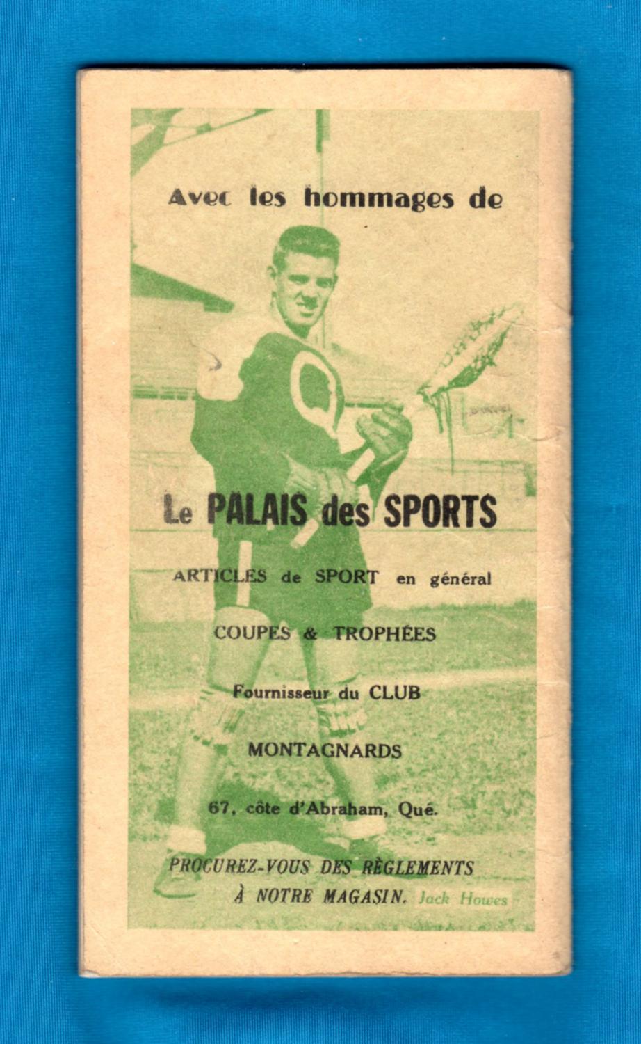 Reglement du Jeu de Lacrosse (Rules of the Game of Lacrosse) [1947] par