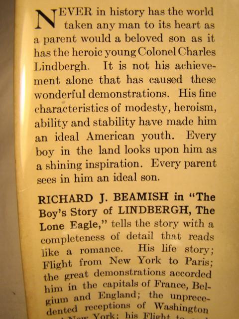 THE STORY OF LINDBERGH THE LONE EAGLE by BEAMISH, RICHARD J