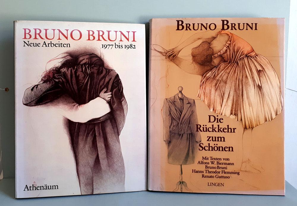 Bruno Bruni - Neue Arbeiten 1977 bis 1982 - Lithographien, Zeichnungen und Gouachen / Die Rückkehr zum Schönen - beide Bücher mit schönen, kalligraphischen Signaturen von Bruno Bruni - Bruni, Bruno