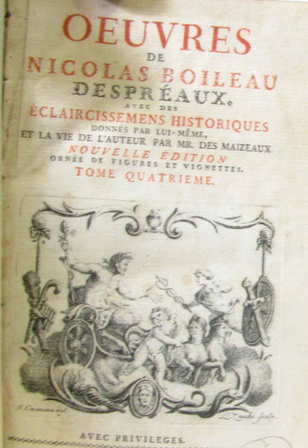 Oeuvres de Nicolas Boileau Despréaux avec des éclaircissements historiques tome quatrième by
