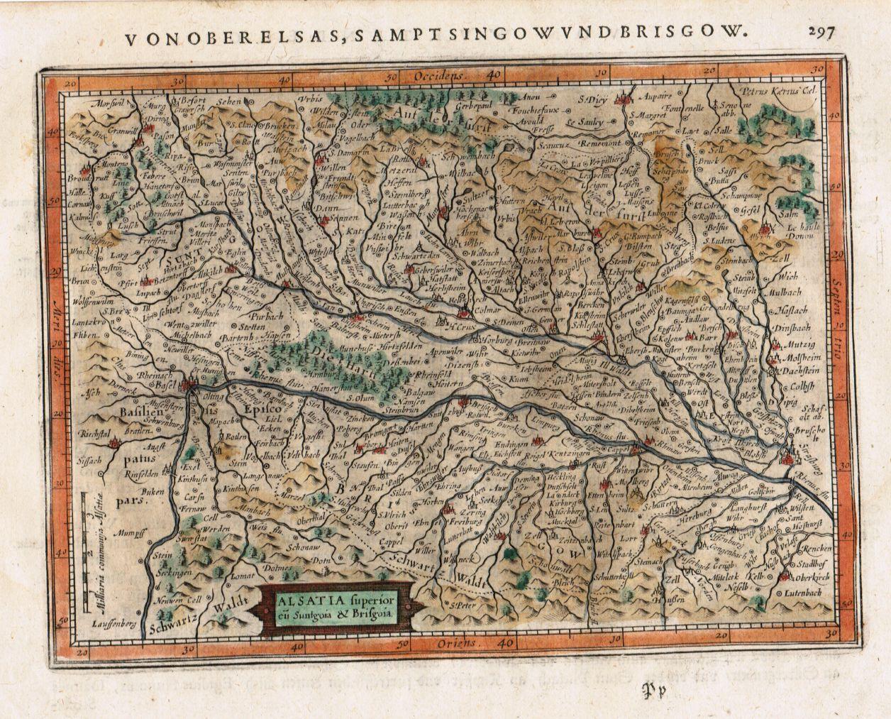 Von Oberelsass, sampt Singow und Brisgow. Karte des Elsaß mit Sundgau