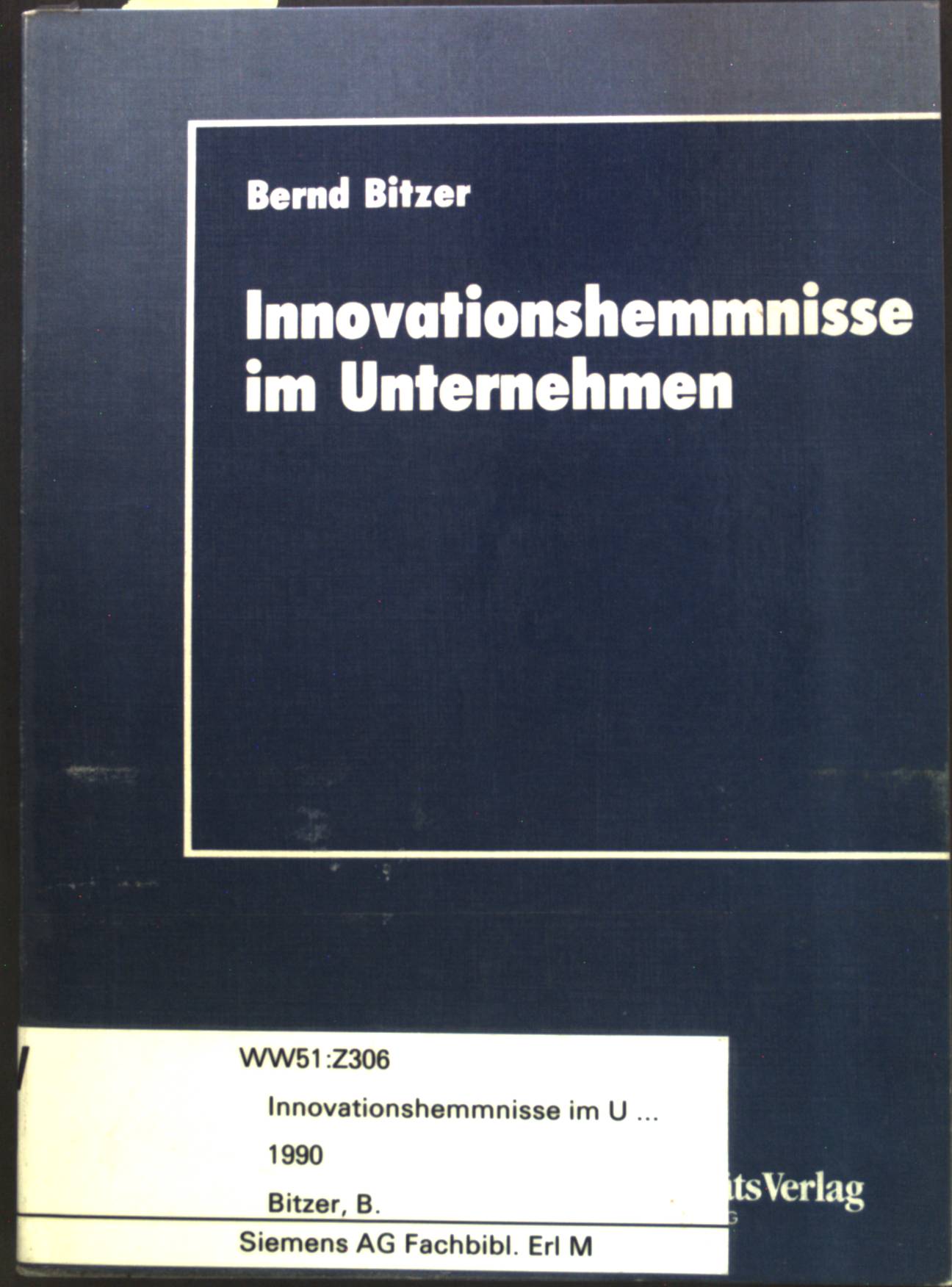 Innovationshemmnisse im Unternehmen. DUV : Wirtschaftswissenschaft. - Bitzer, Bernd