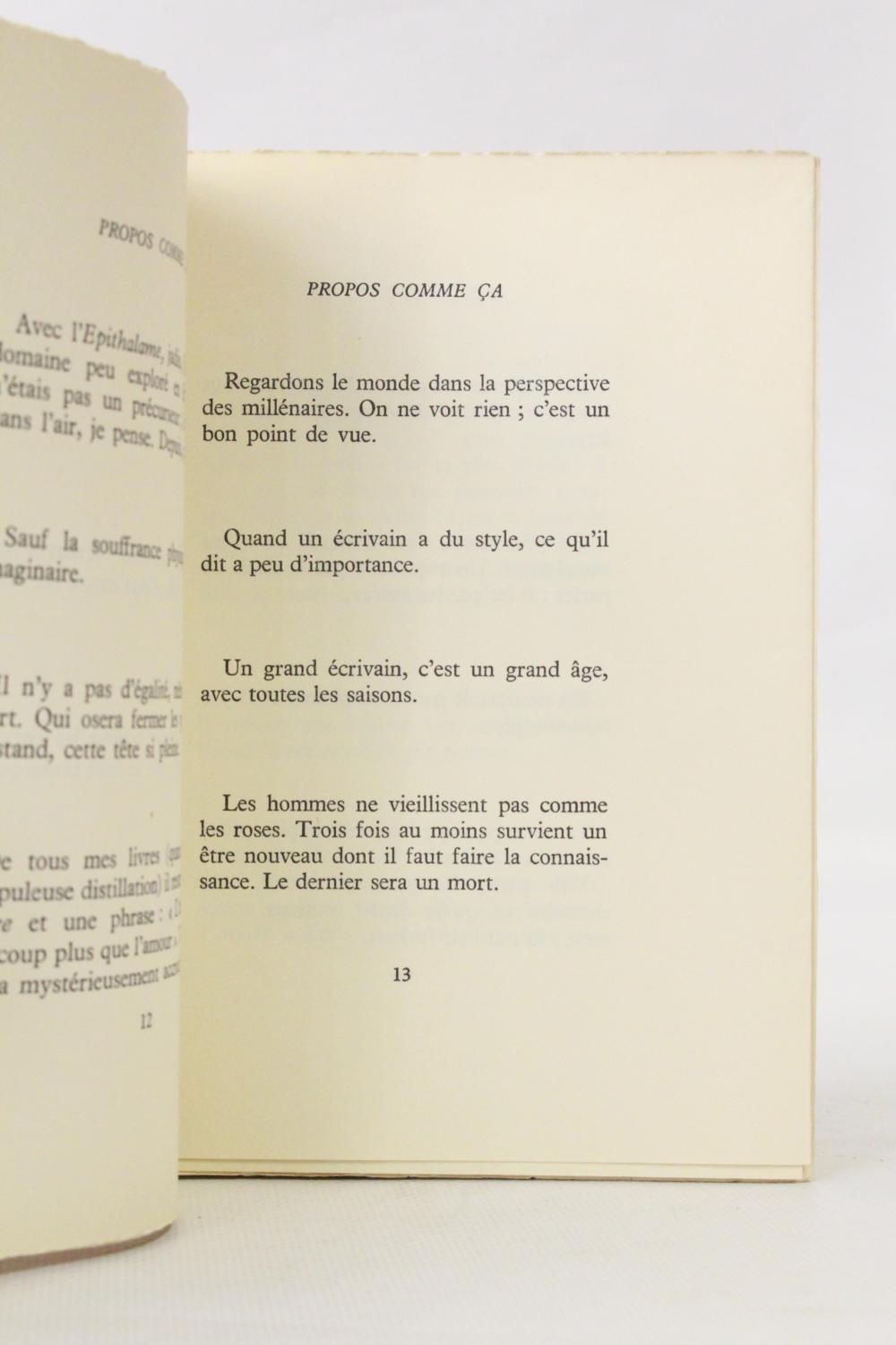Propos comme ça by CHARDONNE Jacques: couverture souple (1966 ...