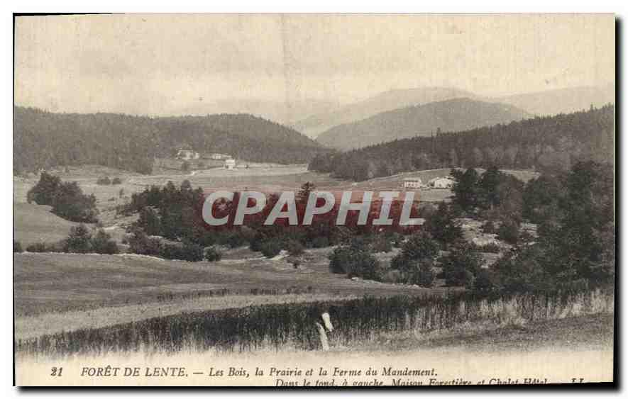 Carte Postale Ancienne forêt de Lente les Bois la Prairie et la Ferme du Mandement dans le fond