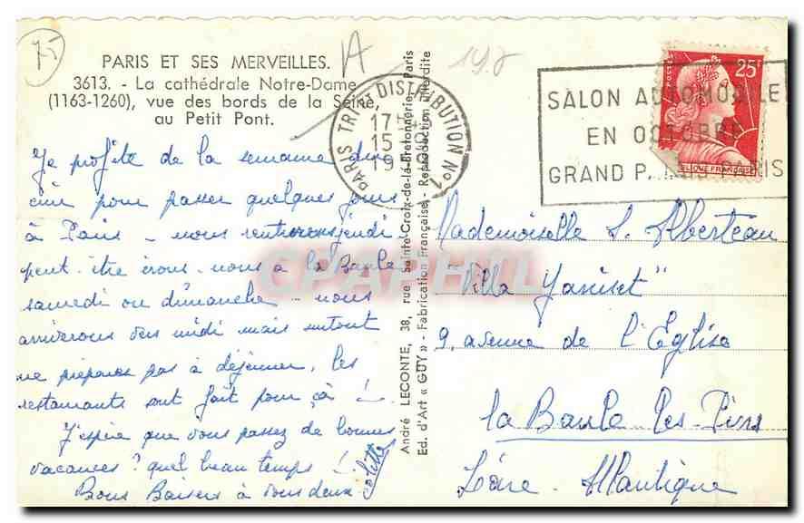Carte Postale Ancienne Paris et ses merveilles la Cathédrale Notre Dame vue des bords de la Seine au Petit Pont Bateau [ ]