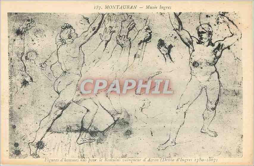 Carte Postale Ancienne Figures d'hommes nus pour le Romulus vainqueur d