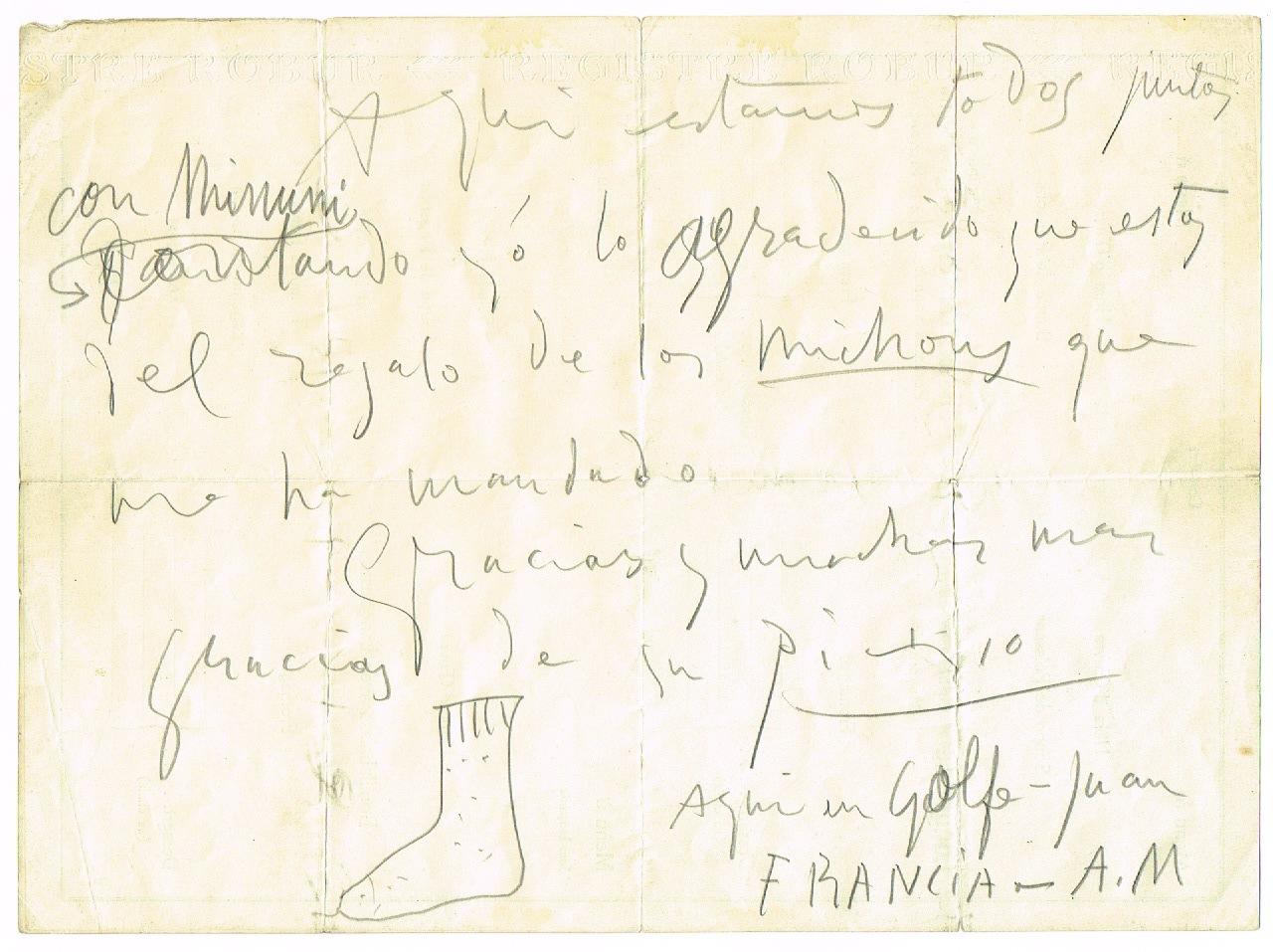 Autograph letter signed Picasso