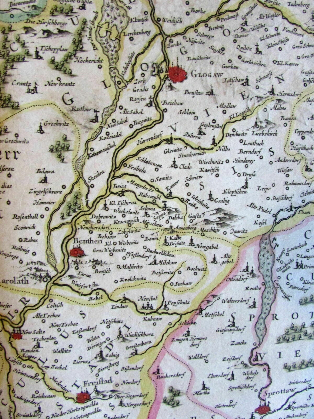 Poland Silesia Glogau Germany 1644 Jansson Hondius Scultetus decorative