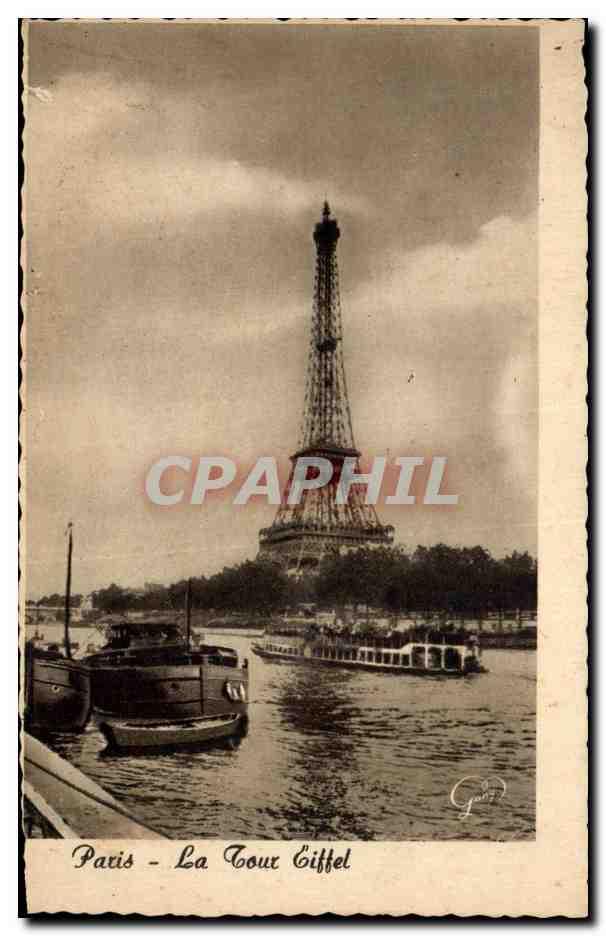 Carte Postale Ancienne Paris La Tour Eiffel Peniche Manuscrito Cpaphil