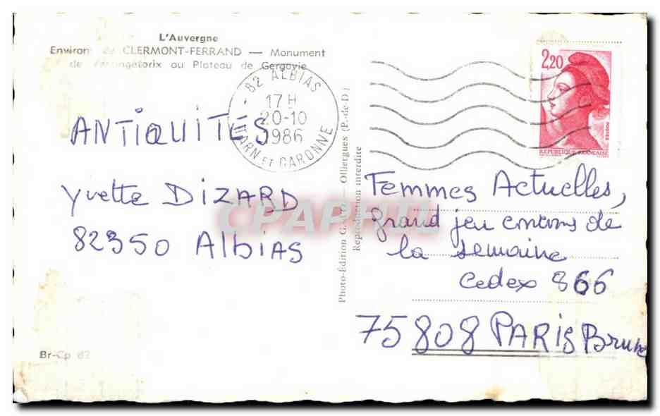 Carte Postale Moderne L'Auvergne Clermont Ferrand Monument de ...