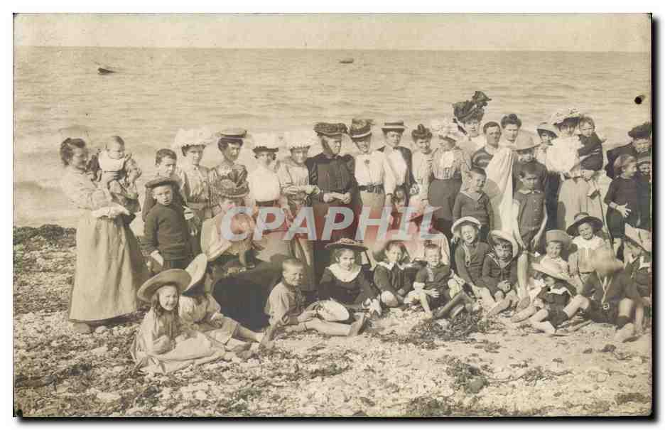 CARTE PHOTO Langrune Sur Mer A la palge Femmes Enfants: Manuscript ...