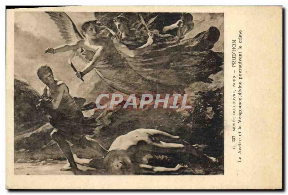 La Justice Et La Vengeance Divine Poursuivant Le Crime Carte Postale Ancienne Musee de Louvre Paris Prud'hon La justice et la