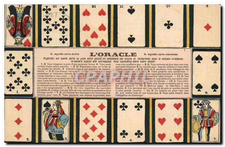 Carte Postale Ancienne Cartomancie Voyance L'Oracle CArtes a jouer