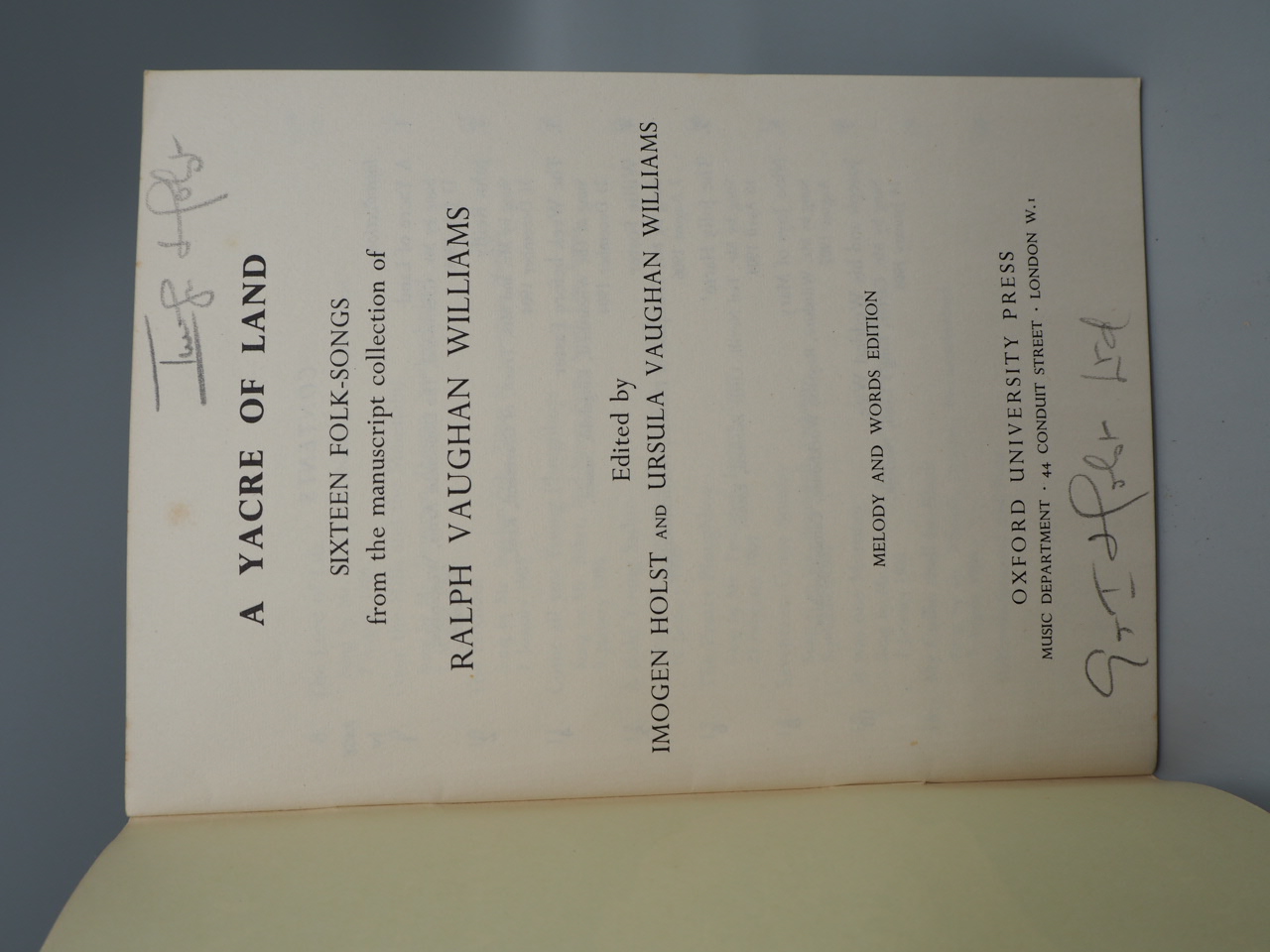 A Yacre of Land Sixteen FolkSongs from the manuscript collection of