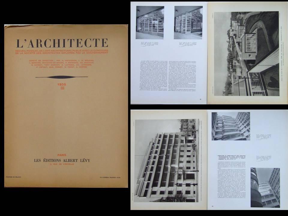 L'ARCHITECTE n°III 1935 - ECOLE SURESNES, Jean Prouvé, BEAUDOUIN LODS ...