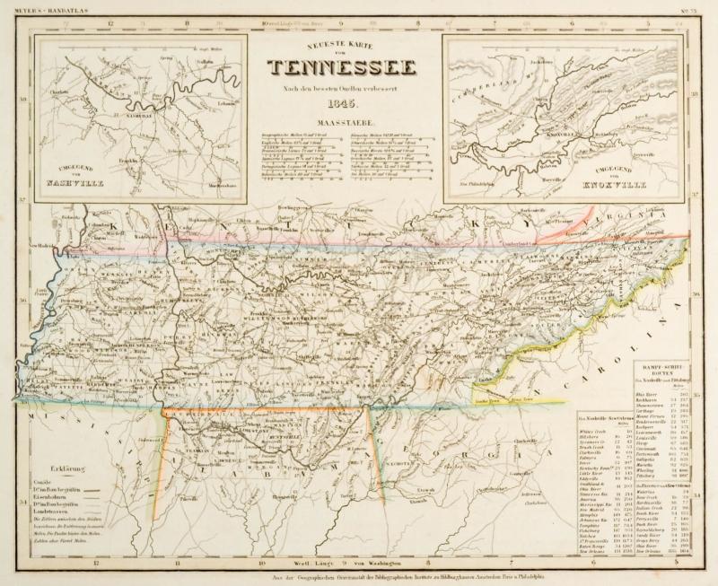TENNESSEE. - Karte. "Neueste Karte von Tennessee".: Kunst / Grafik