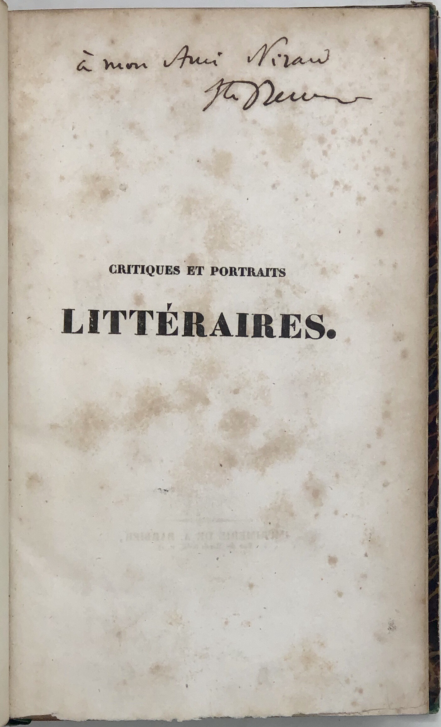 Critiques et Portraits Litteraires by SAINTE-BEUVE Charles Augustin ...