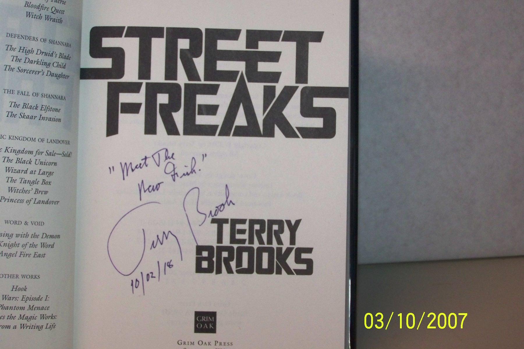 Street Freaks par Terry Brooks New Hardcover (2018) 1st Edition