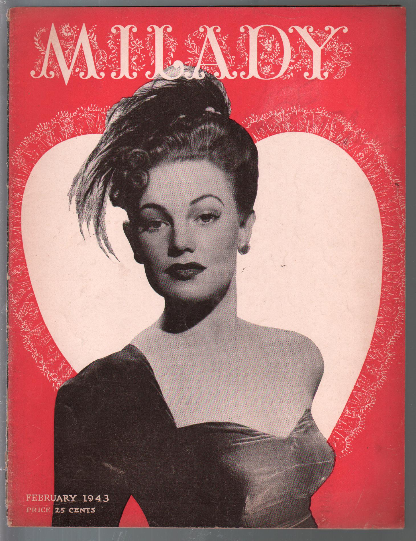 Milady 2/1943-high quality fashion magazine-Lucille Ball-Laraine Day-FN:  (1943) Magazine / Periodical