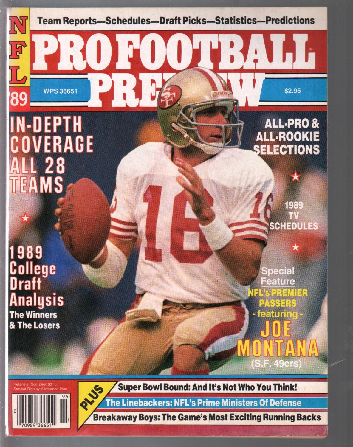 Pro Football Review 1989-NFL pix-info-stats-Joe Montana ...