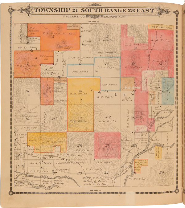 OFFICIAL HISTORICAL ATLAS MAP OF TULARE COUNTY.COMPILED, DRAWN AND 