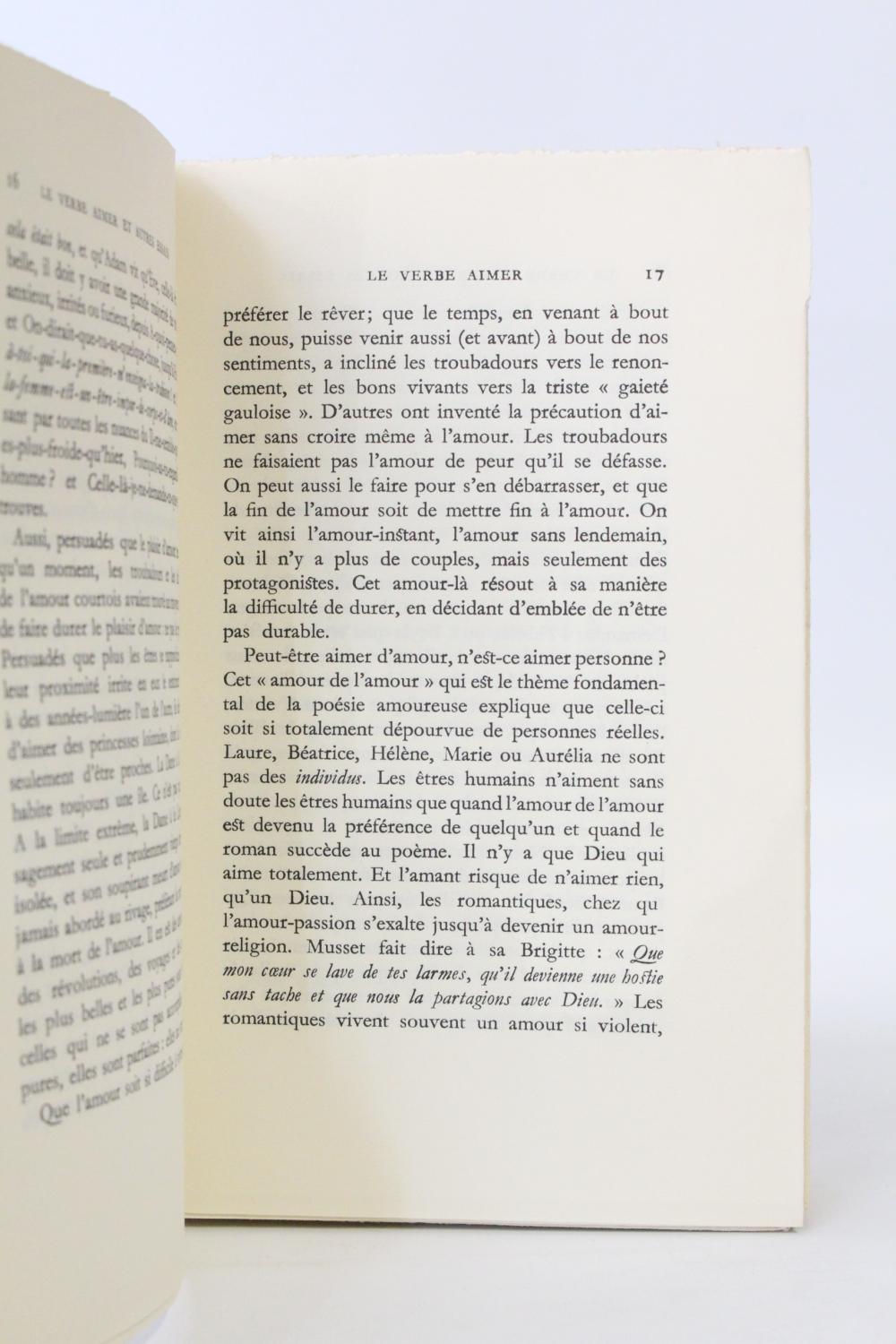 Le verbe aimer et autres essais by ROY Claude: couverture souple (1969 ...