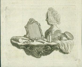 Mirror, Comb, Mannequin and other items on a mantle. [18th Century French Engraver]. [Good]