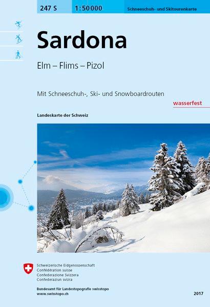 247S Sardona Schneeschuh- und Skitourenkarte Elm - Flims - Pizol