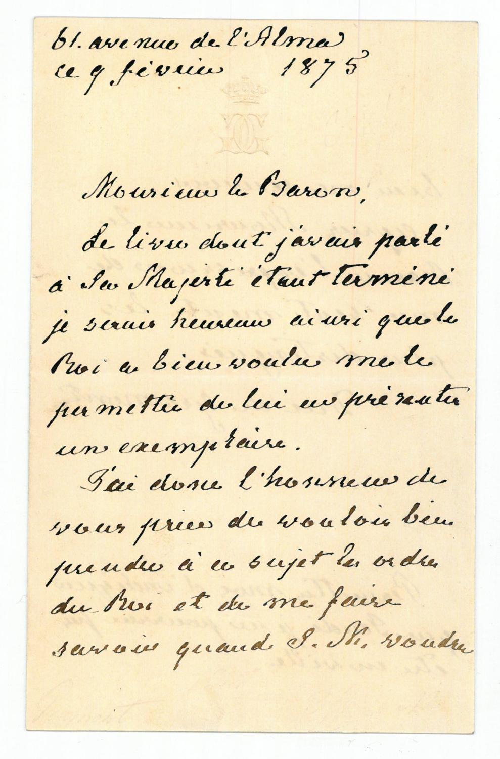 Autograph letter signed. de Gramont, Antoine Agénor Alfred prince de ...