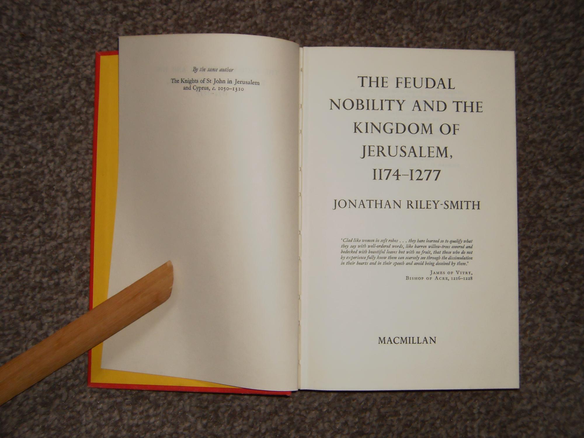 Feudal Nobility Kingdom Jerusalem 1174 1277 First Edition Abebooks