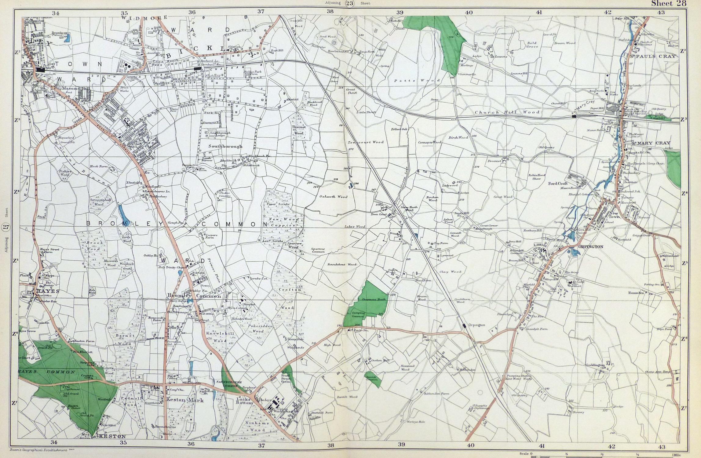 LONDON, 1909 BROMLEY, HAYES, BICKLEY, ORPINGTON, ST MARY'S CRAY