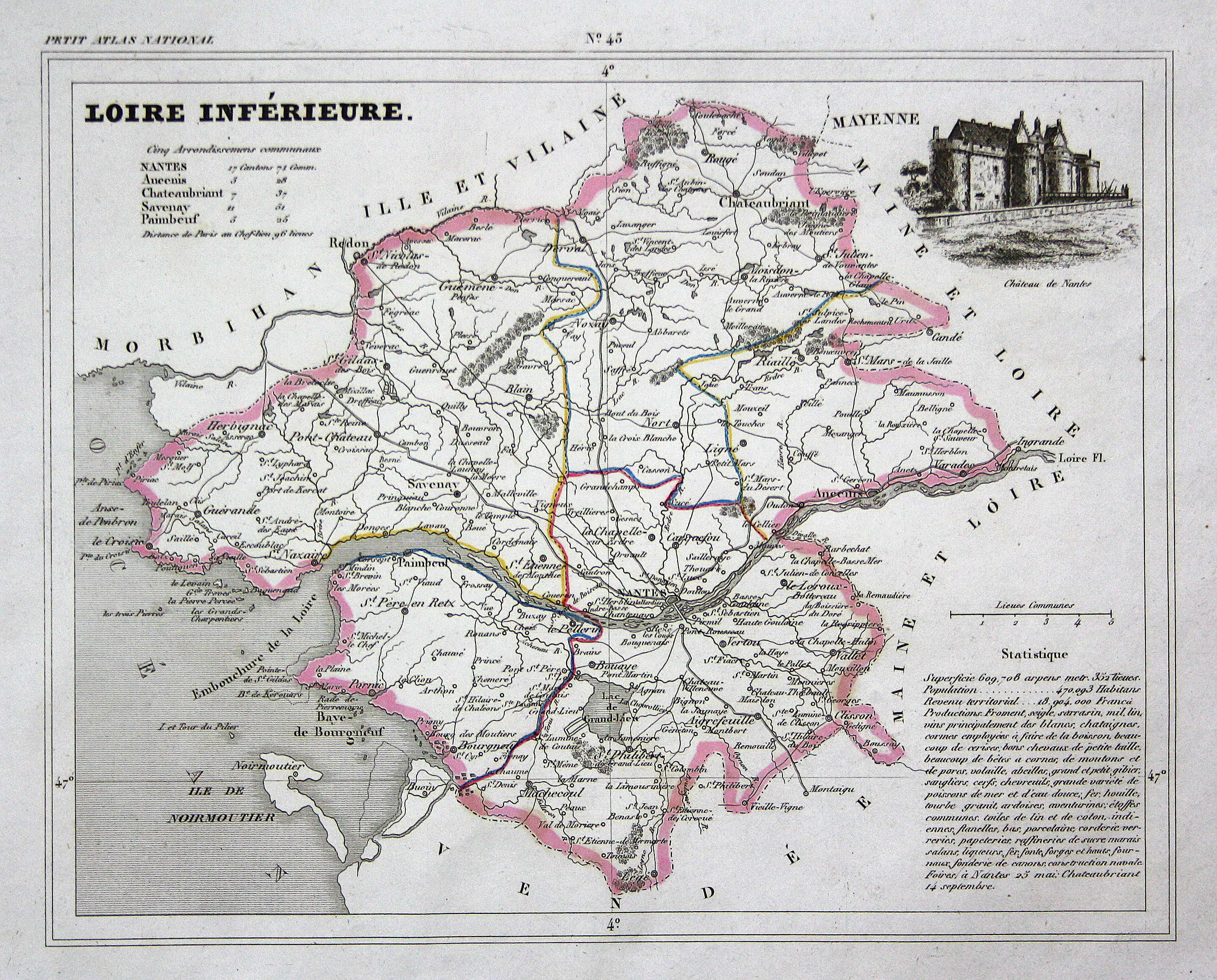 Loire Inferieure Loire Atlantique Nantes Pays De La Loire Frankreich France Departement Map Karte Engraving Antique Print Von Map Karte 1830 Kunst Nbsp Nbsp Grafik Nbsp Nbsp Poster Antiquariat Steffen Volkel Gmbh
