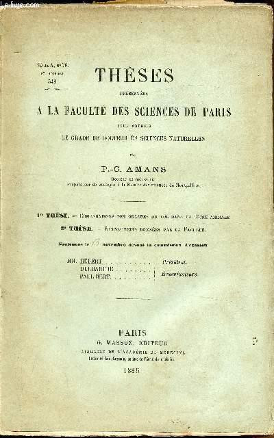 Thèses présentées à la faculté des sciences de Paris pour obtenir le Grade de docteur Es Sciences Naturelles - - P.-C. Amans -
