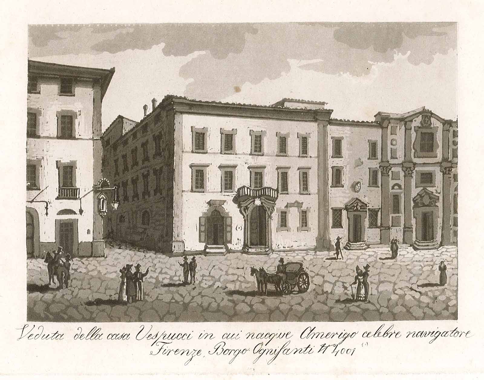 Veduta della casa Vespucci in cui nasceva Amerigo. by Brocchi F. edit ...