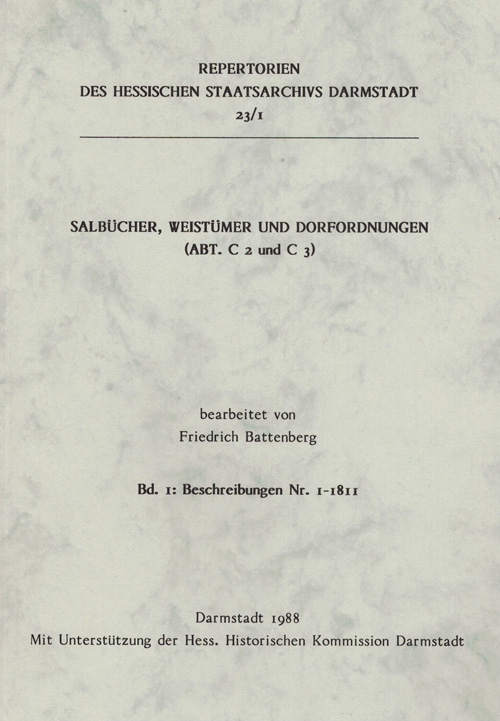 Salbücher, Weistümer und Dorfordnungen (Abt. C 2 und C 3)