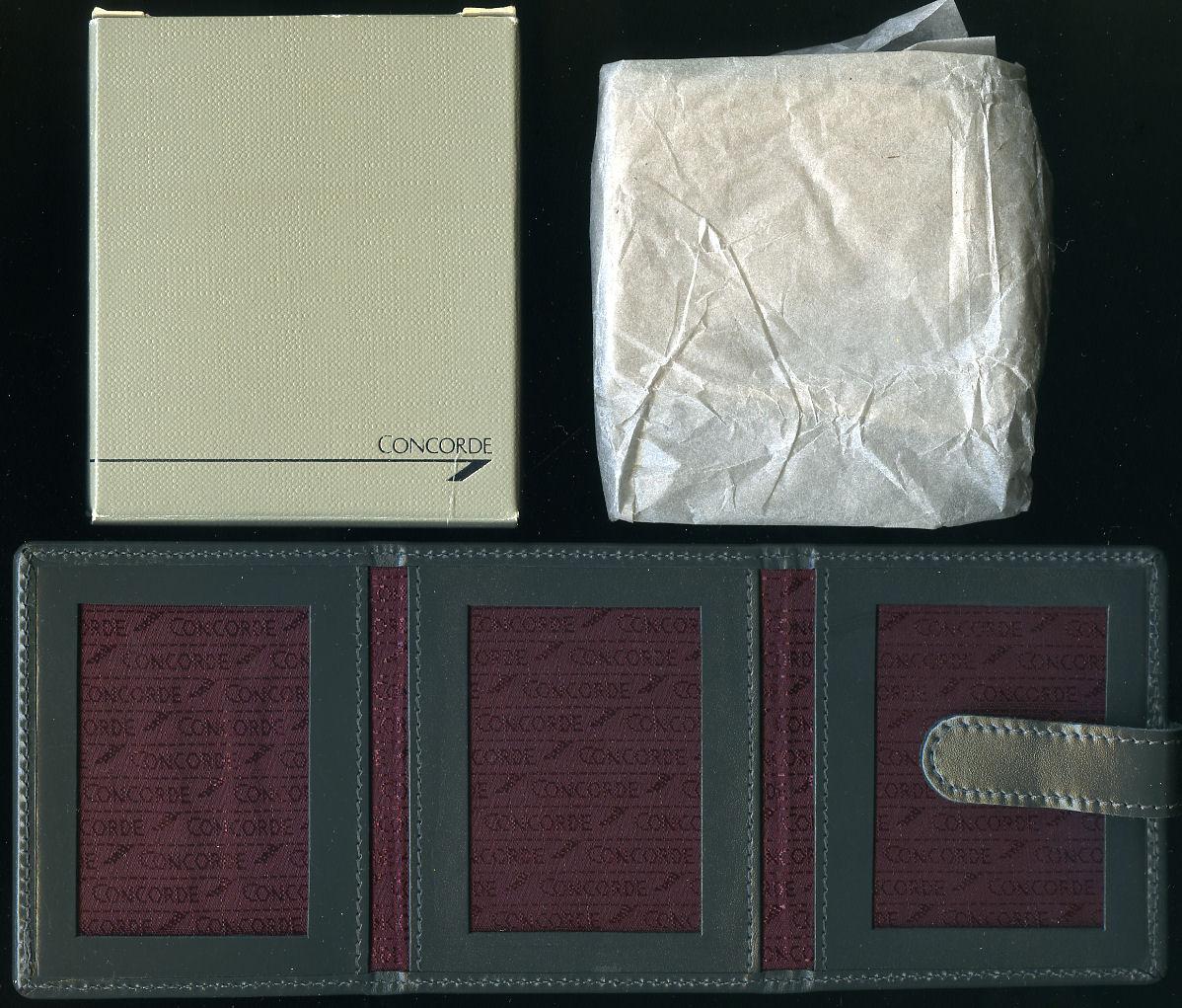 British Airways Vintage Concorde In-Flight Memorabilia - Ephemera | Triptych Folding Dark Grey Leather Mini Photo Frame. British Airways | Concorde [