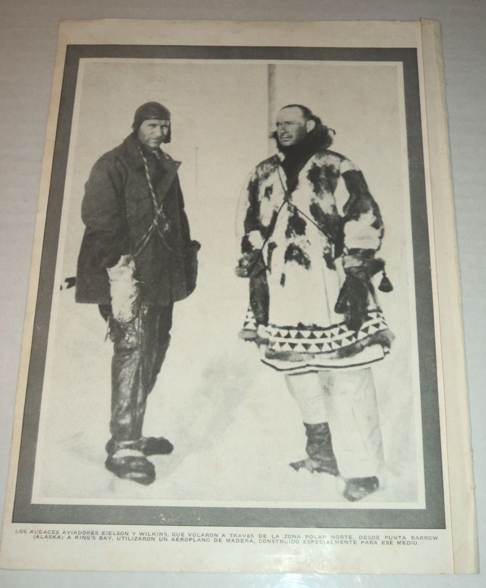 A vintage magazine photographic illustration of the AMERICAN AVIATOR CARL BEN EIELSON, in whose honor Alaska's Eielson Air Force Base is named, pictu