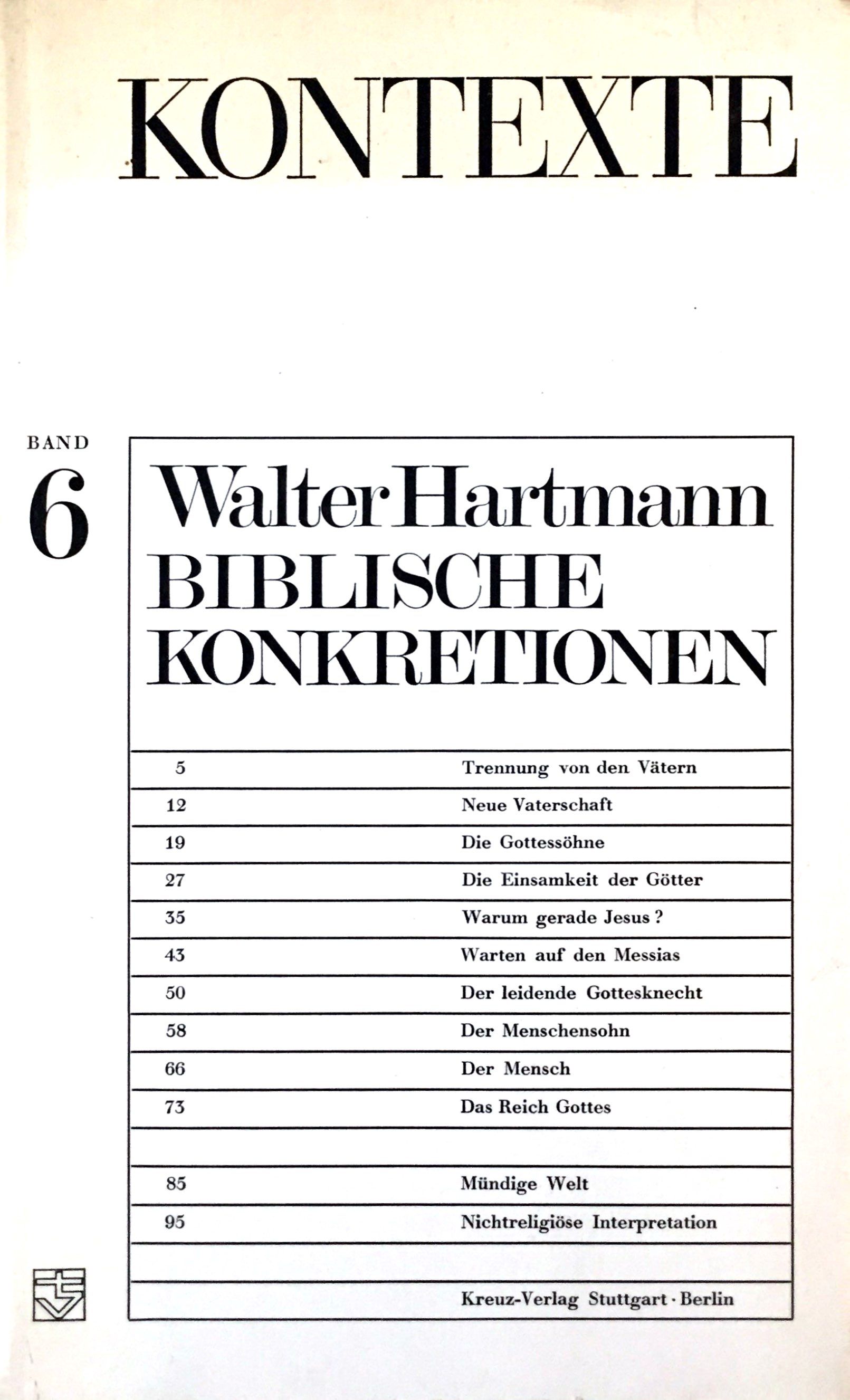 Kontexte - Biblische Konkretionen - Band 6 - Hartmann, Walter