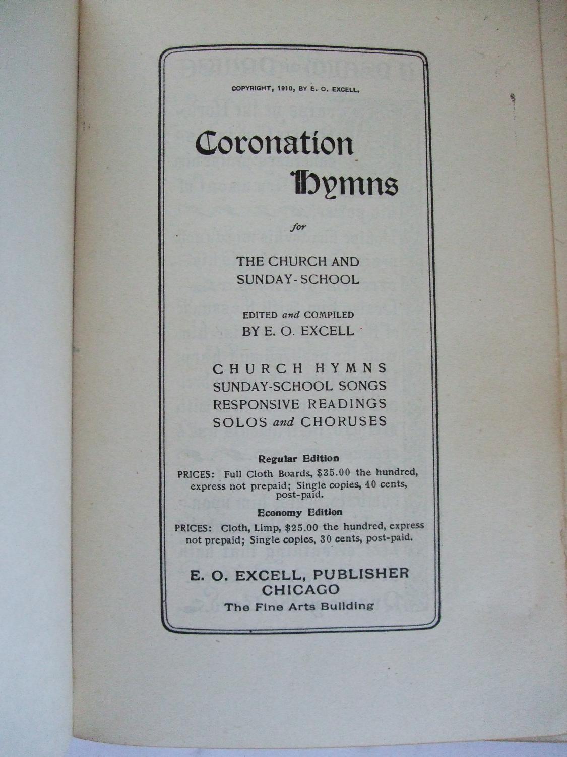 Coronation Hymns for the Church and SundaySchool by Excell, E. O