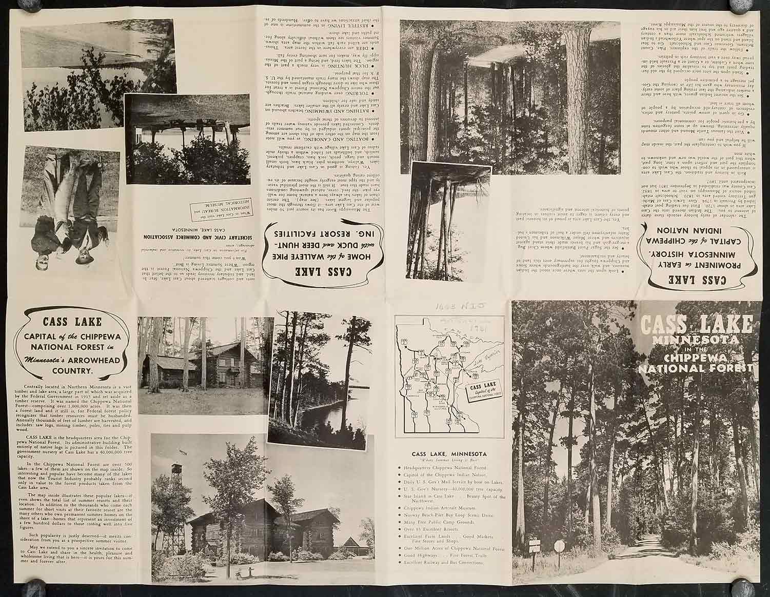 Cartomap. Cass Lake Minnesota. Showing Cass, Andrusia, Winnibigoshish