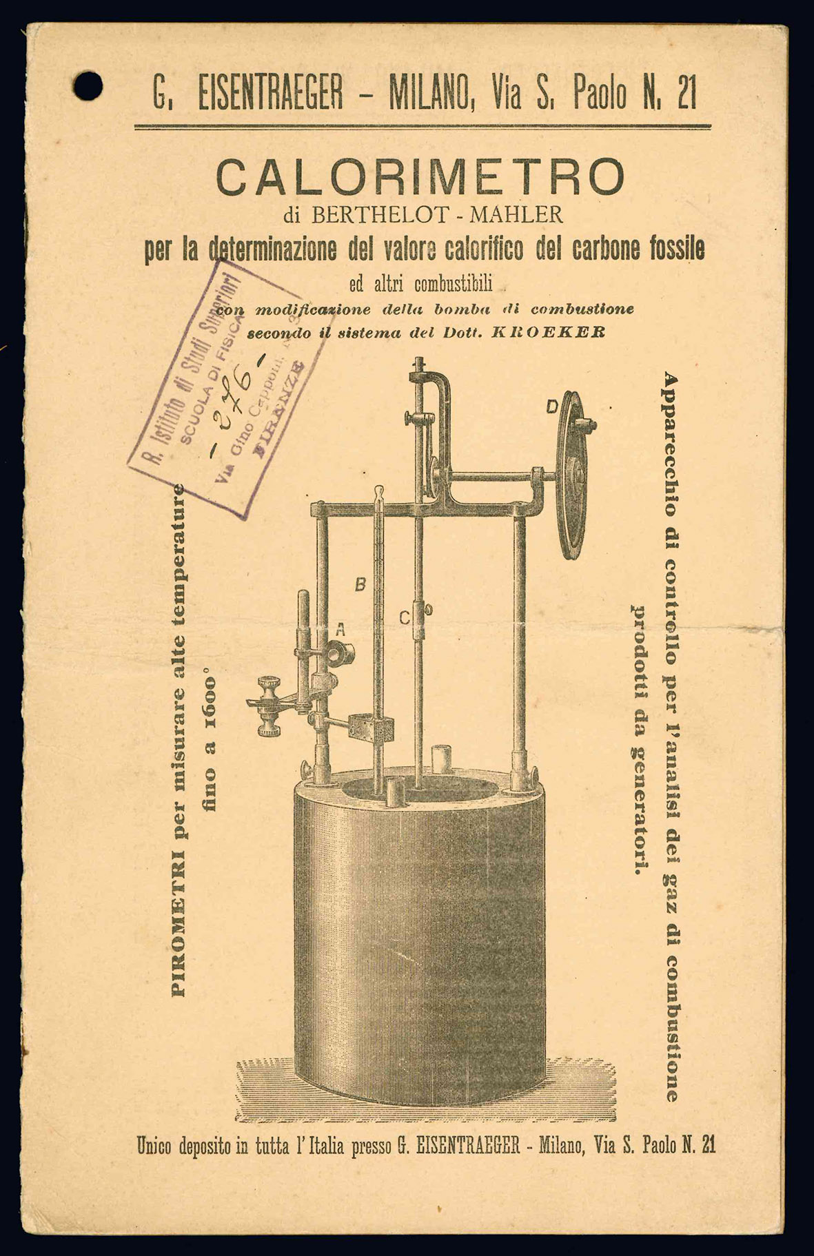 Calorimetro di Berthelot Mahler per la determinazione del valore